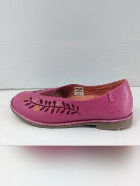 Gudrun Sjödén Embroidered Floral Pink Leather Slip on Shoes Size 37 (~6.5-7 US)